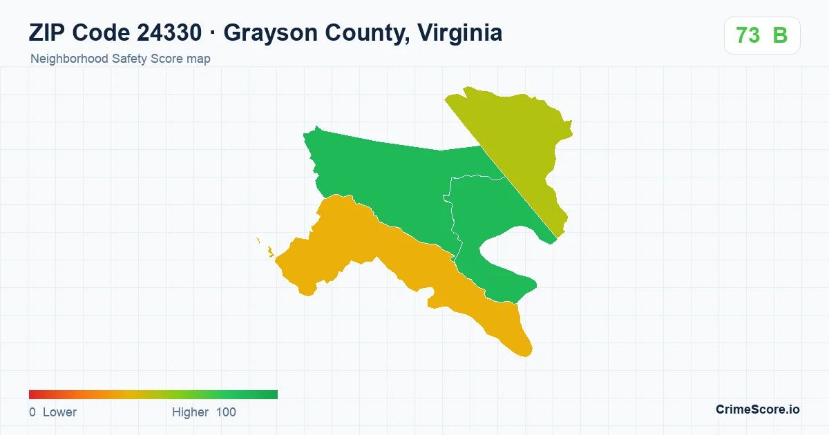 ZIP Code 24330 in Grayson County, Virginia neighborhood Safety Score map