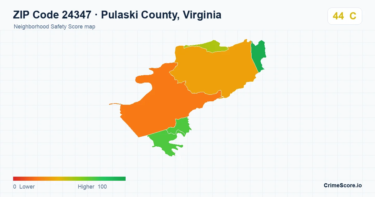ZIP Code 24347 in Pulaski County, Virginia neighborhood Safety Score map