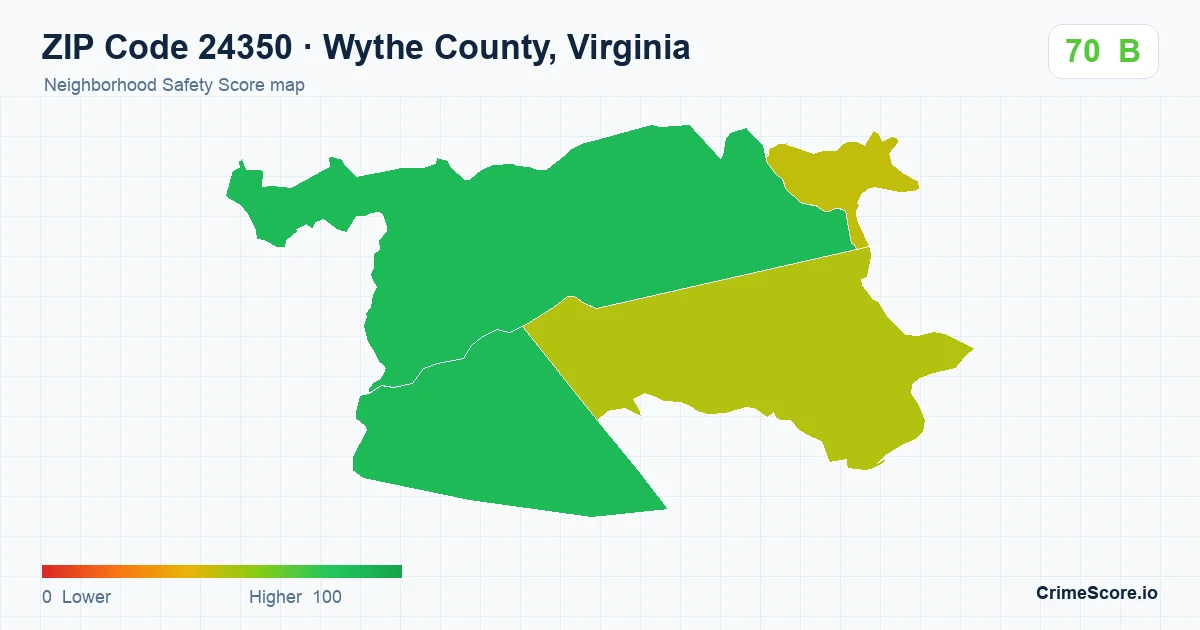 ZIP Code 24350 in Wythe County, Virginia neighborhood Safety Score map