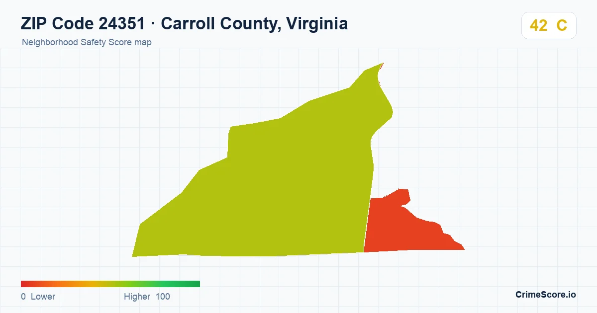 ZIP Code 24351 in Carroll County, Virginia neighborhood Safety Score map