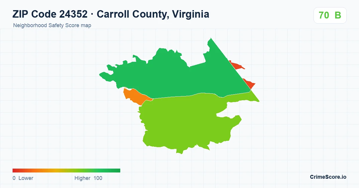 ZIP Code 24352 in Carroll County, Virginia neighborhood Safety Score map