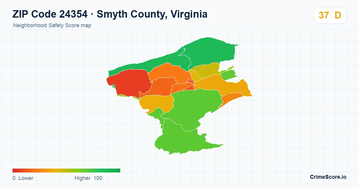 ZIP Code 24354 in Smyth County, Virginia neighborhood Safety Score map