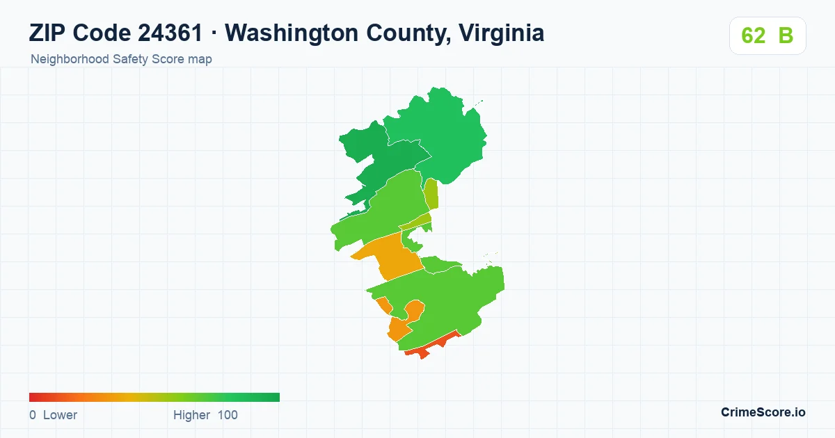 ZIP Code 24361 in Washington County, Virginia neighborhood Safety Score map