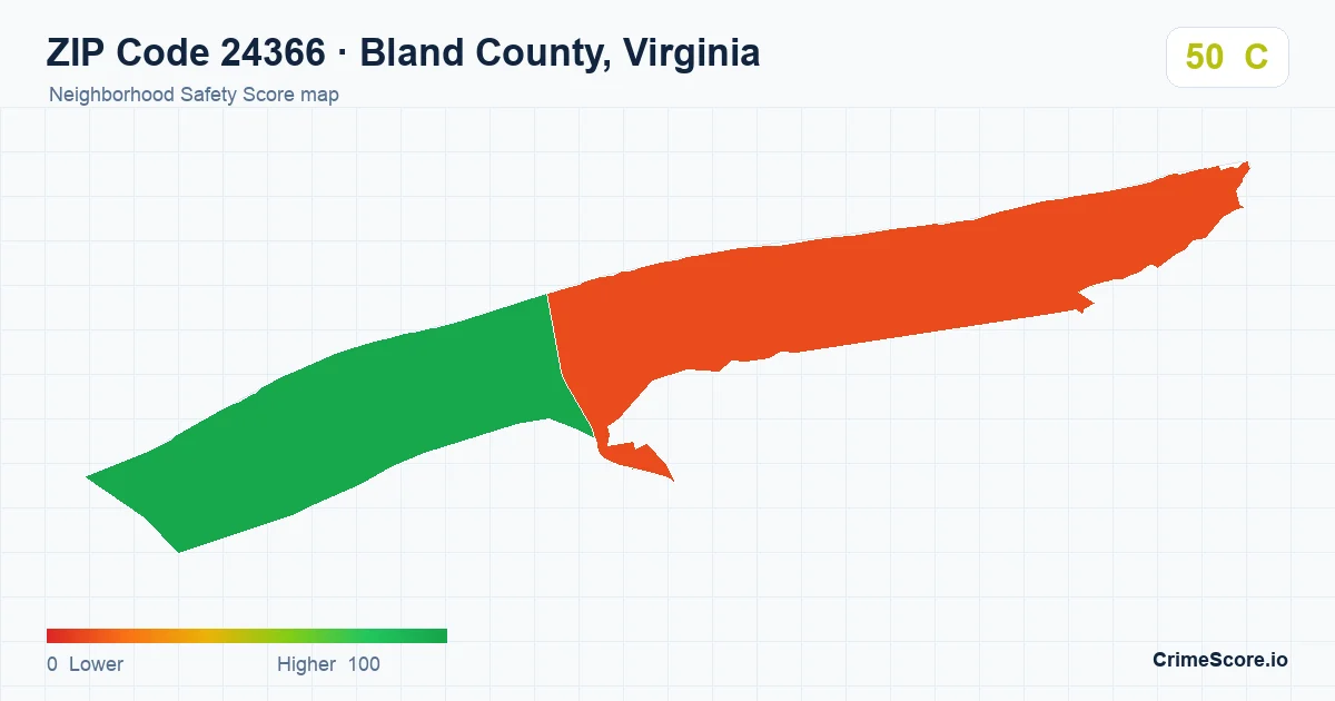 ZIP Code 24366 in Bland County, Virginia neighborhood Safety Score map