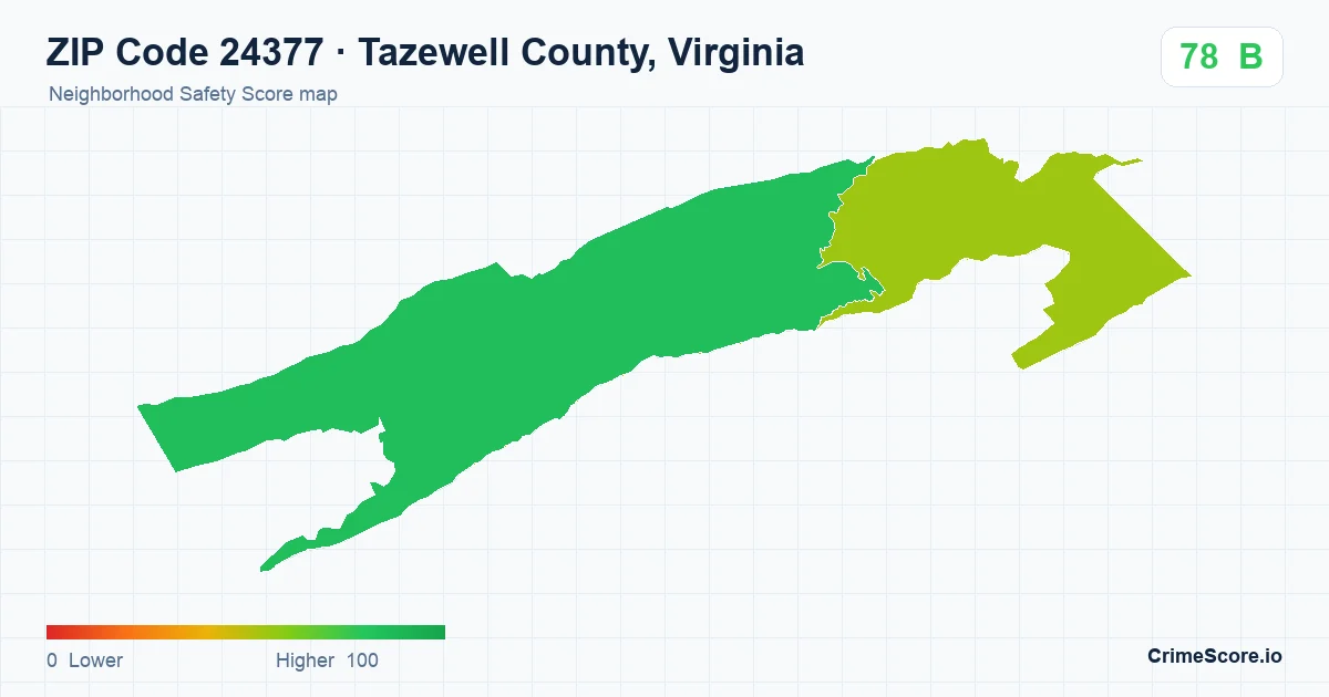 ZIP Code 24377 in Tazewell County, Virginia neighborhood Safety Score map