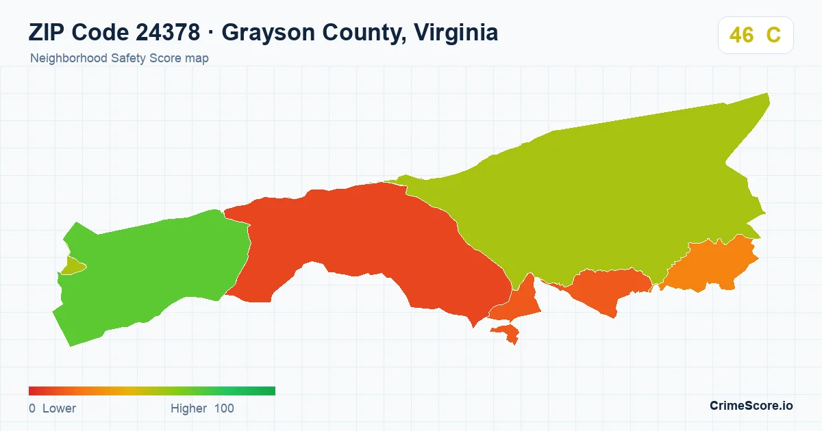 ZIP Code 24378 in Grayson County, Virginia neighborhood Safety Score map