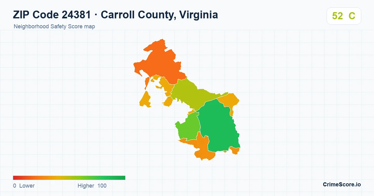 ZIP Code 24381 in Carroll County, Virginia neighborhood Safety Score map
