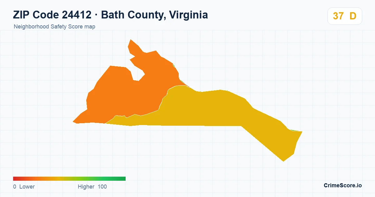 ZIP Code 24412 in Bath County, Virginia neighborhood Safety Score map