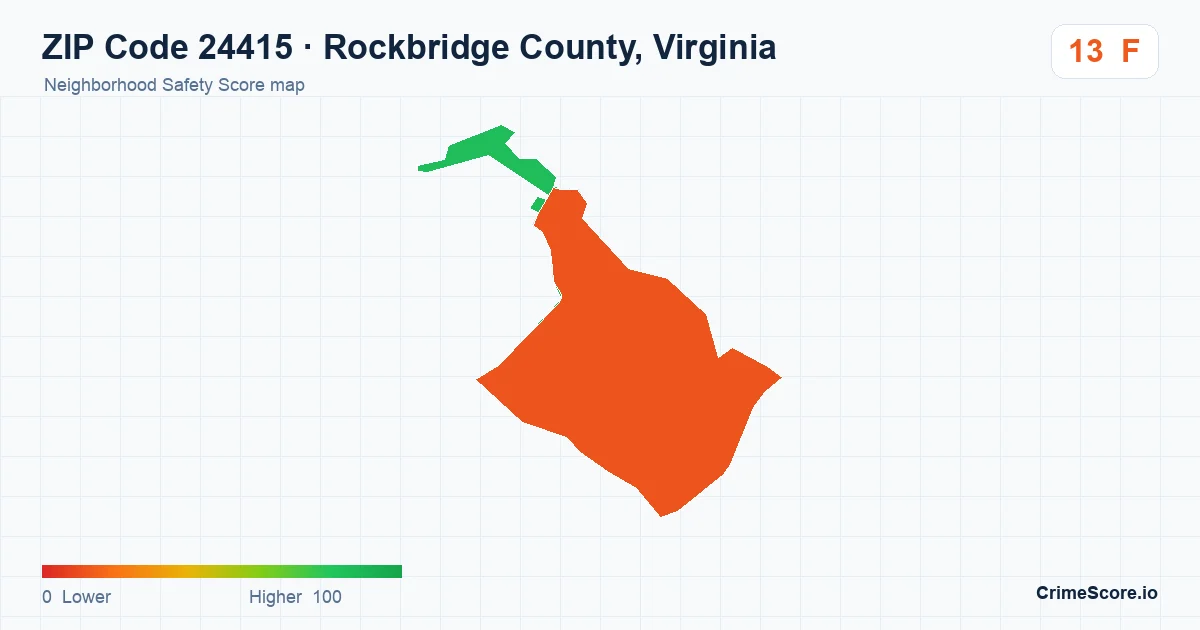 ZIP Code 24415 in Rockbridge County, Virginia neighborhood Safety Score map