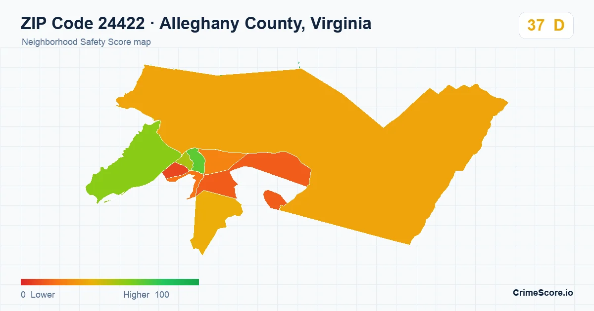 ZIP Code 24422 in Alleghany County, Virginia neighborhood Safety Score map