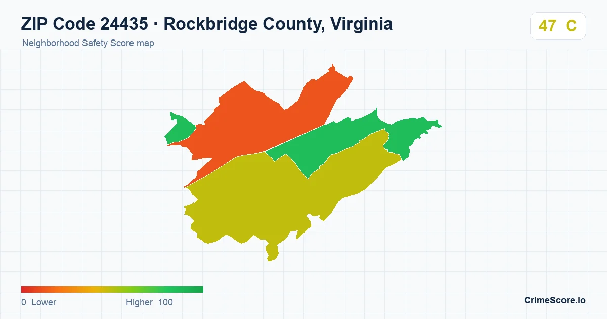 ZIP Code 24435 in Rockbridge County, Virginia neighborhood Safety Score map