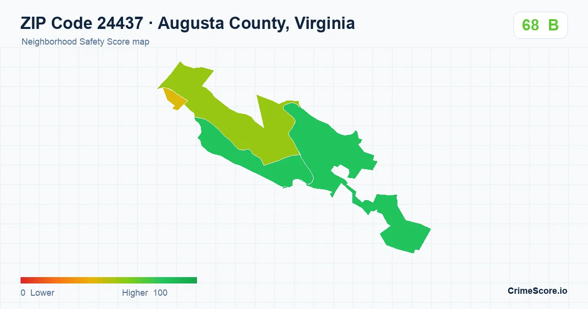 ZIP Code 24437 in Augusta County, Virginia neighborhood Safety Score map