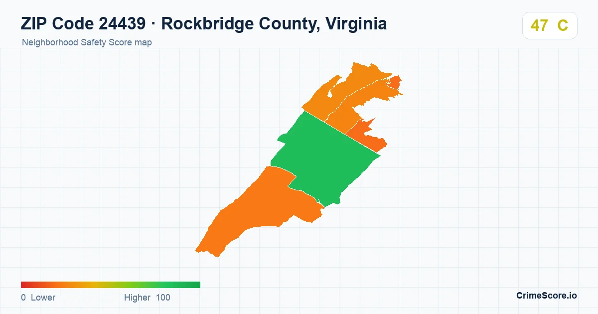 ZIP Code 24439 in Rockbridge County, Virginia neighborhood Safety Score map