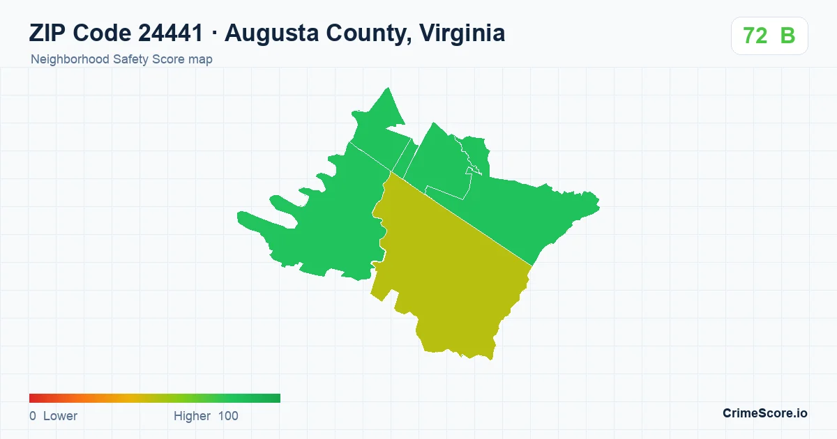 ZIP Code 24441 in Augusta County, Virginia neighborhood Safety Score map