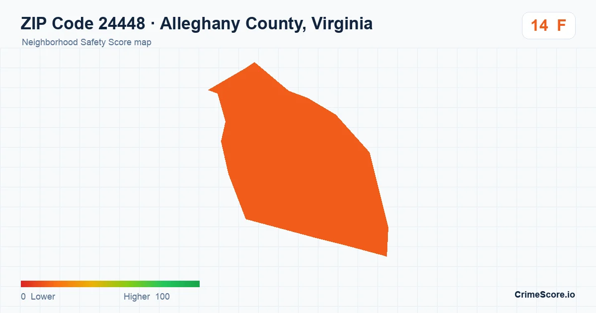 ZIP Code 24448 in Alleghany County, Virginia neighborhood Safety Score map
