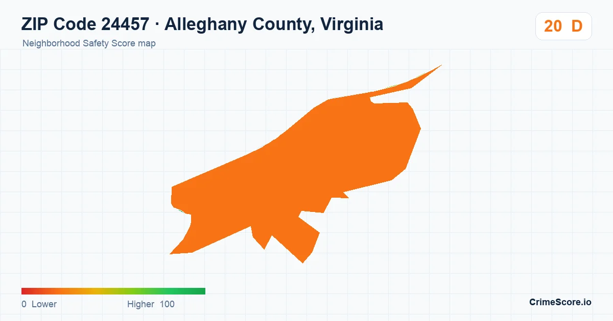 ZIP Code 24457 in Alleghany County, Virginia neighborhood Safety Score map