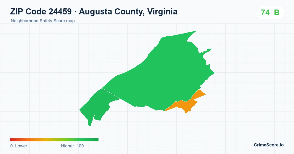 ZIP Code 24459 in Augusta County, Virginia neighborhood Safety Score map