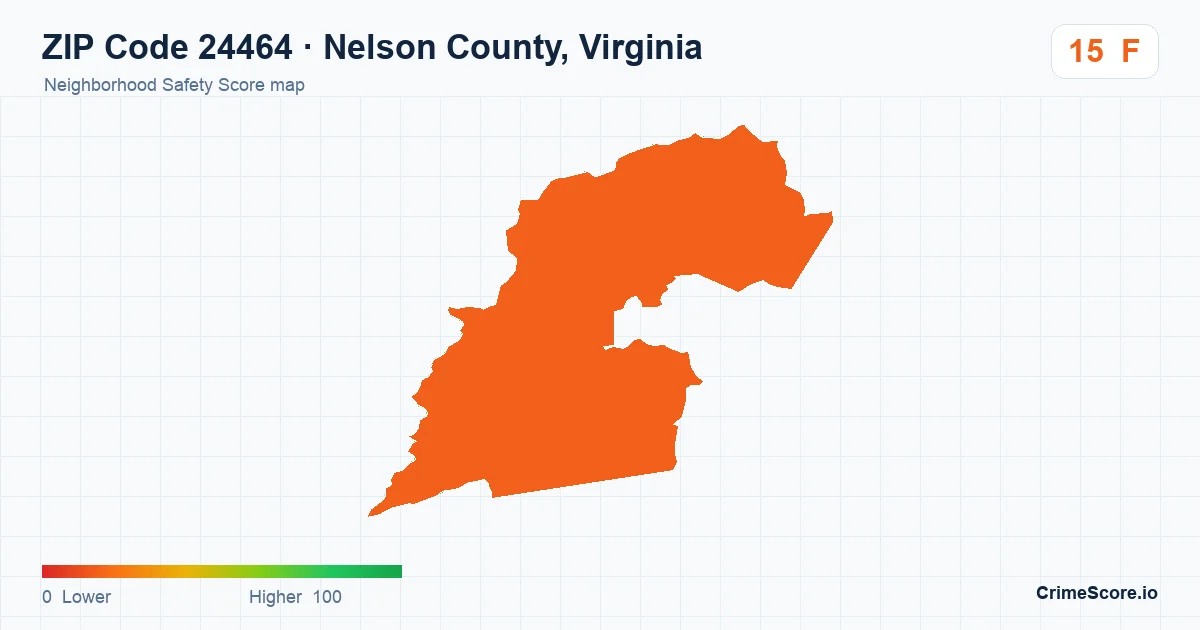 ZIP Code 24464 in Nelson County, Virginia neighborhood Safety Score map