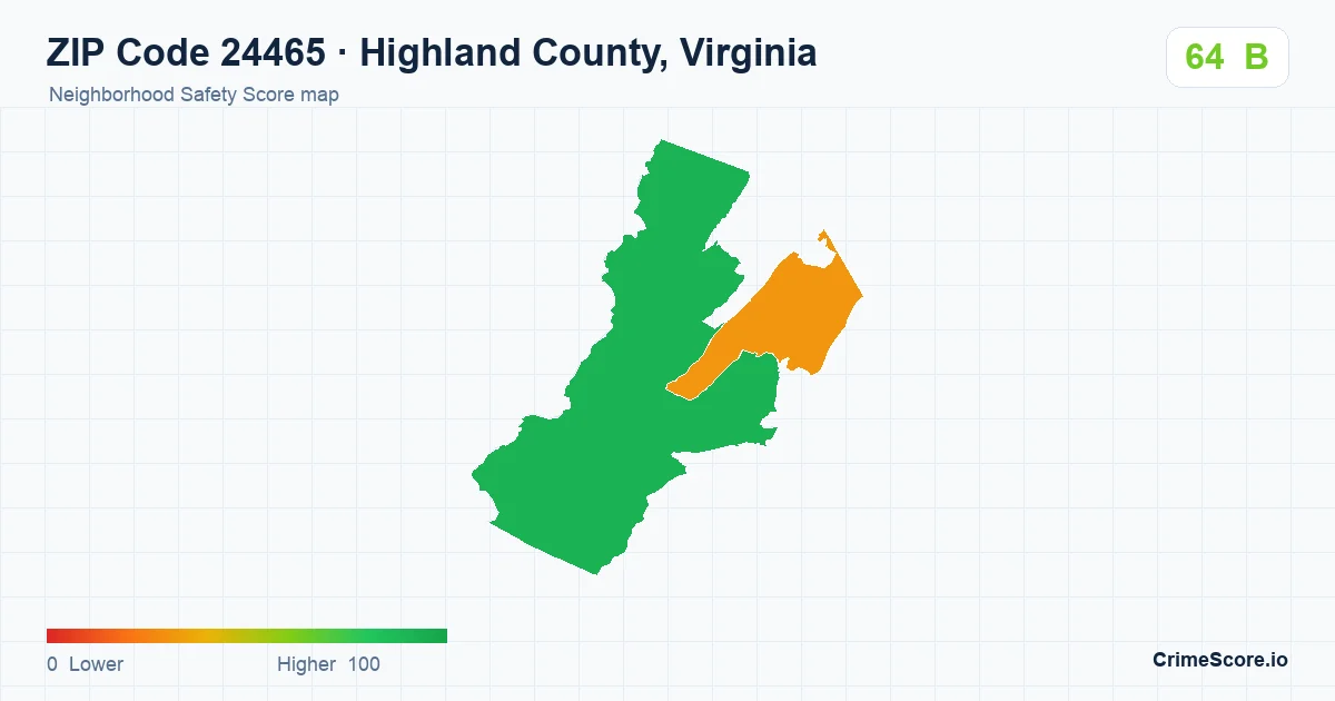 ZIP Code 24465 in Highland County, Virginia neighborhood Safety Score map