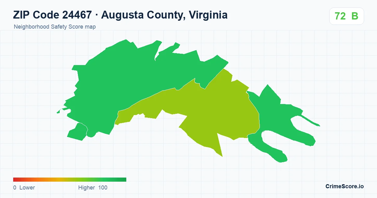 ZIP Code 24467 in Augusta County, Virginia neighborhood Safety Score map