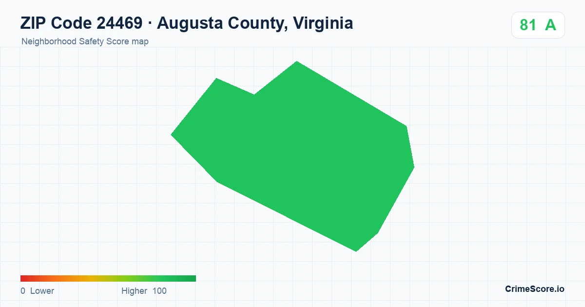 ZIP Code 24469 in Augusta County, Virginia neighborhood Safety Score map