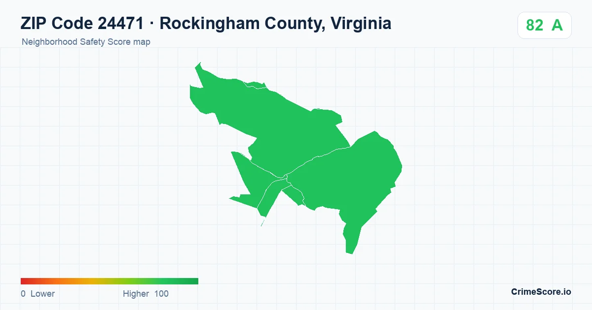 ZIP Code 24471 in Rockingham County, Virginia neighborhood Safety Score map