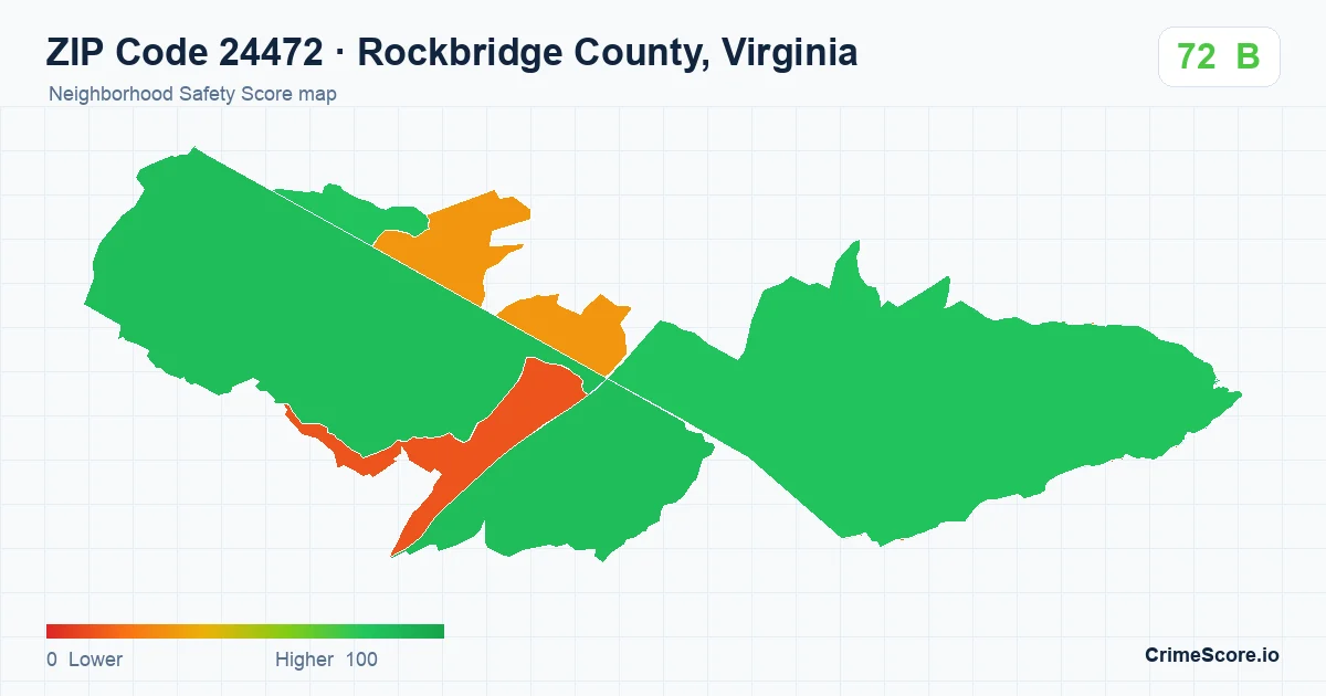 ZIP Code 24472 in Rockbridge County, Virginia neighborhood Safety Score map