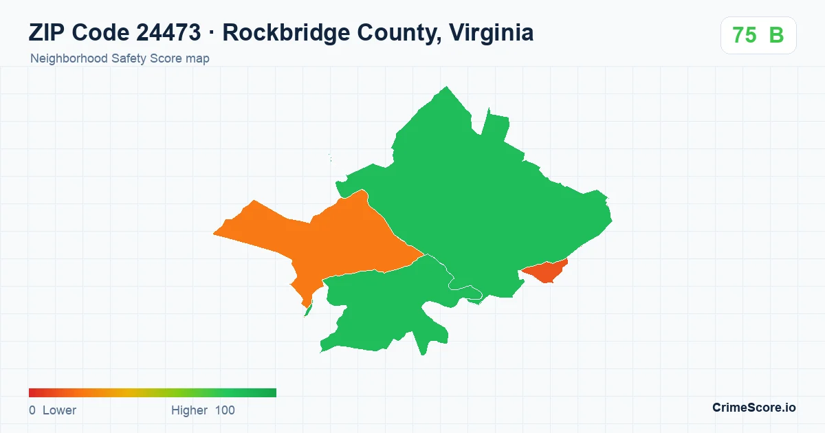 ZIP Code 24473 in Rockbridge County, Virginia neighborhood Safety Score map