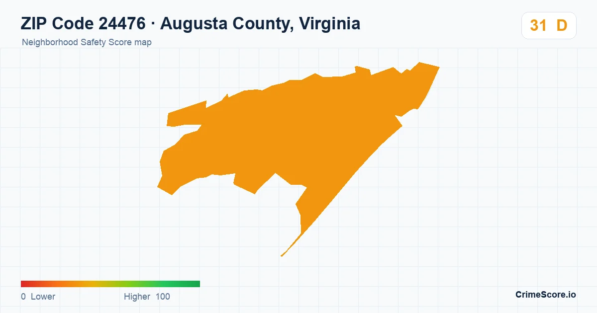 ZIP Code 24476 in Augusta County, Virginia neighborhood Safety Score map