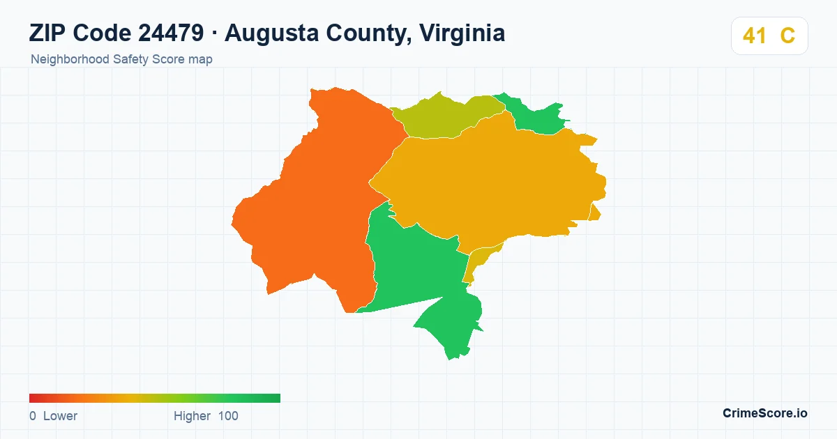 ZIP Code 24479 in Augusta County, Virginia neighborhood Safety Score map