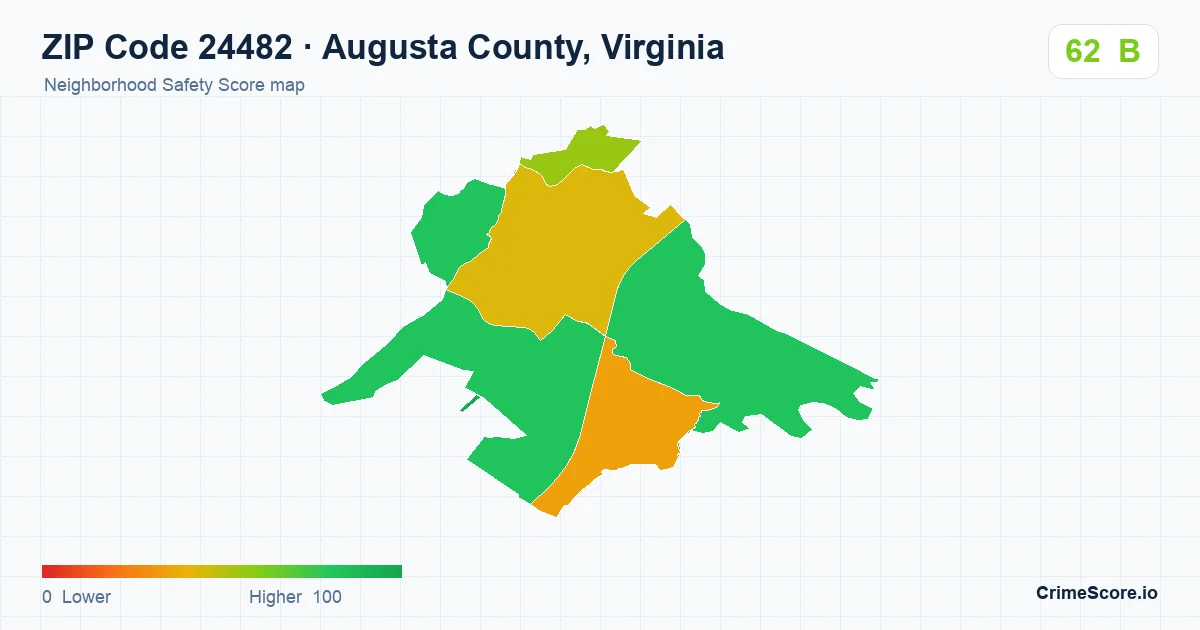 ZIP Code 24482 in Augusta County, Virginia neighborhood Safety Score map