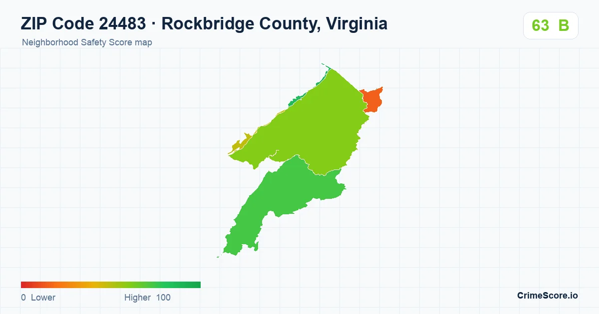ZIP Code 24483 in Rockbridge County, Virginia neighborhood Safety Score map