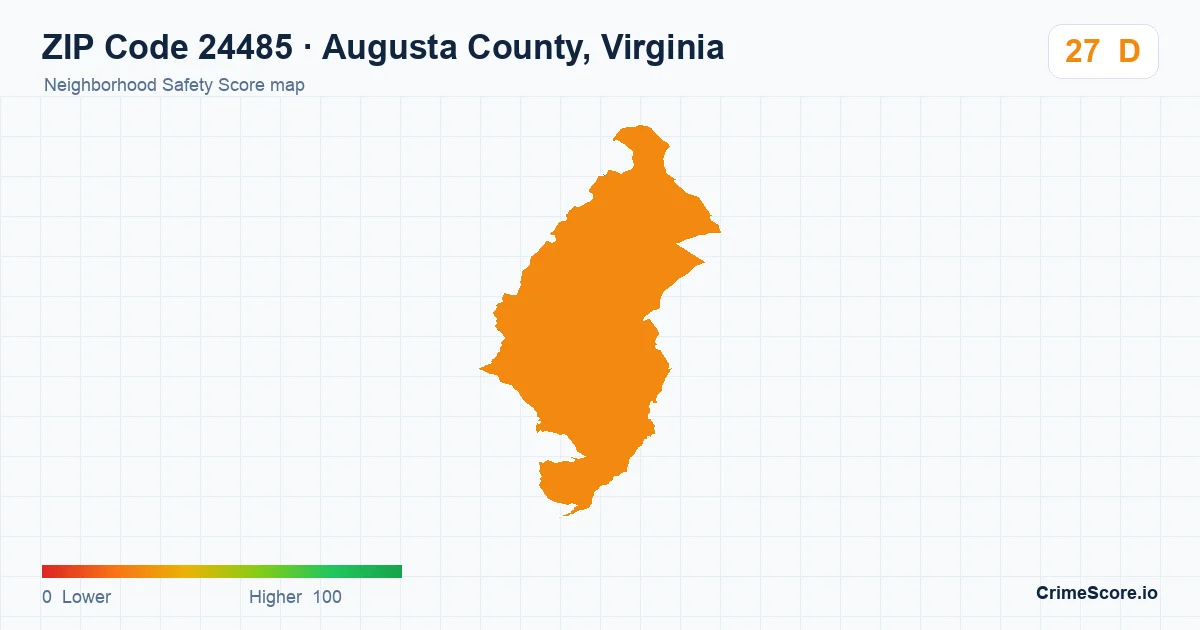 ZIP Code 24485 in Augusta County, Virginia neighborhood Safety Score map