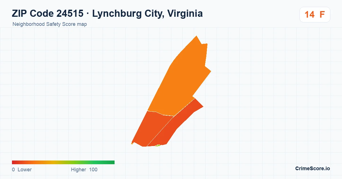 ZIP Code 24515 in Lynchburg City, Virginia neighborhood Safety Score map