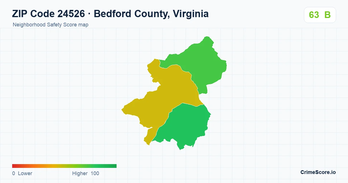 ZIP Code 24526 in Bedford County, Virginia neighborhood Safety Score map