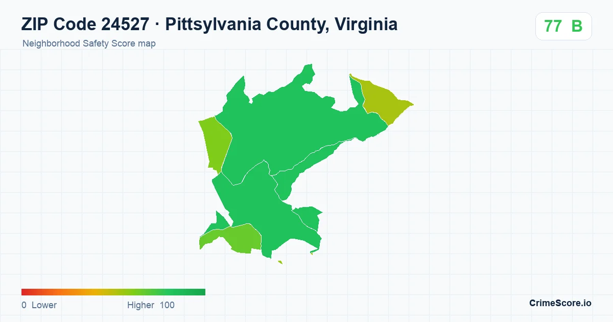 ZIP Code 24527 in Pittsylvania County, Virginia neighborhood Safety Score map