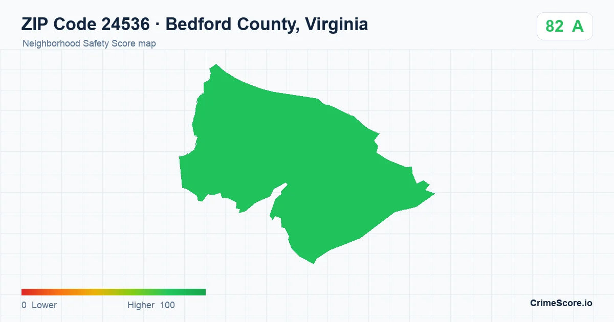 ZIP Code 24536 in Bedford County, Virginia neighborhood Safety Score map