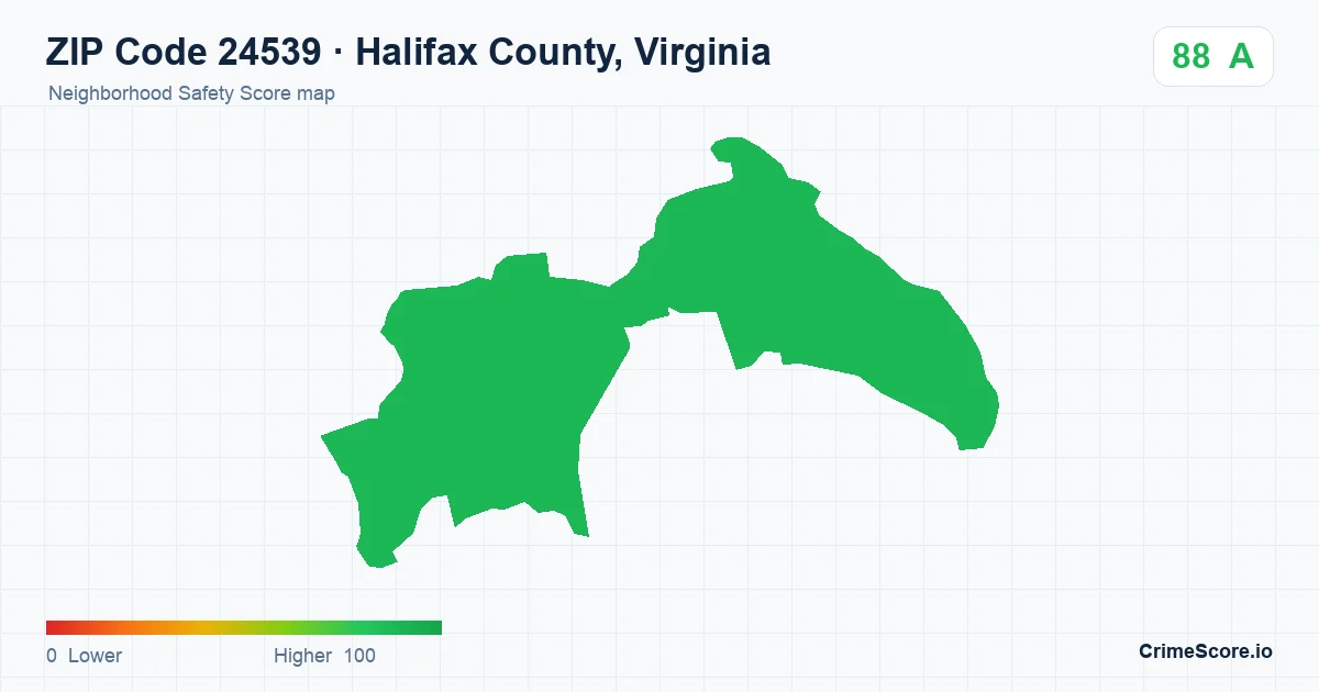 ZIP Code 24539 in Halifax County, Virginia neighborhood Safety Score map