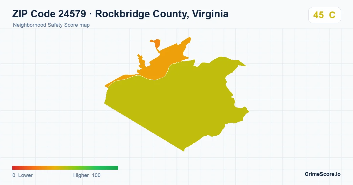 ZIP Code 24579 in Rockbridge County, Virginia neighborhood Safety Score map