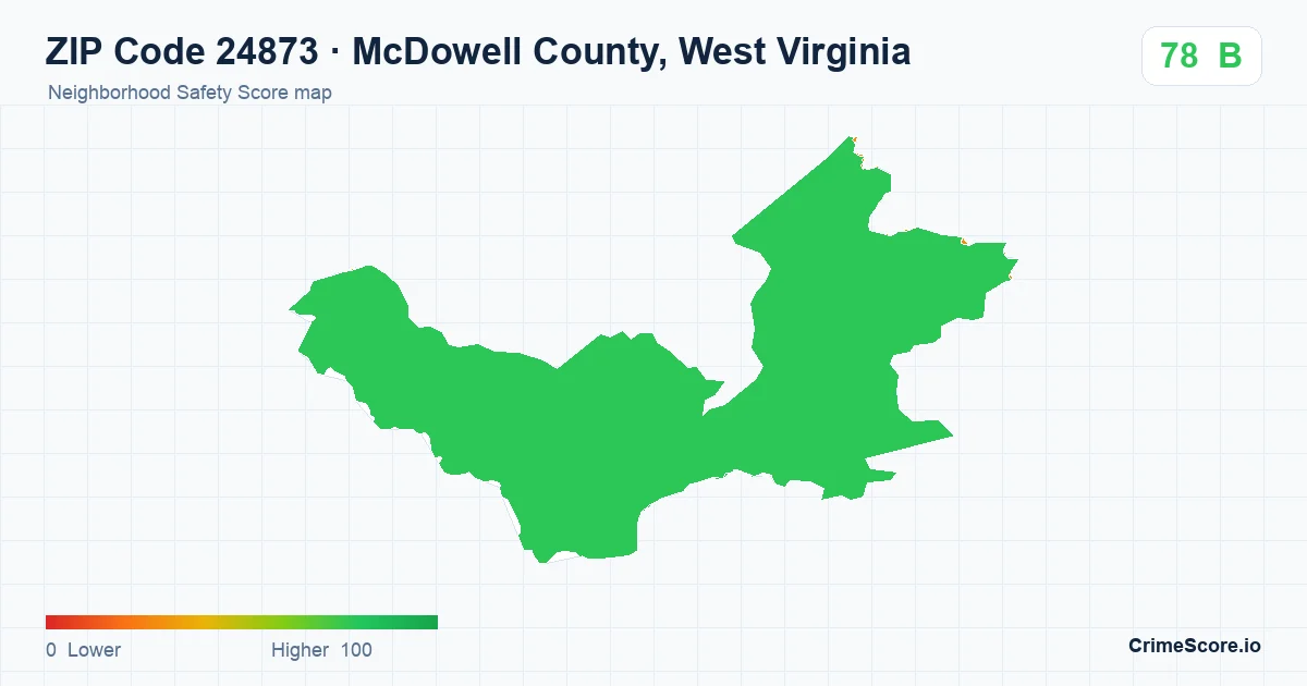 ZIP Code 24873 in McDowell County, West Virginia neighborhood Safety Score map