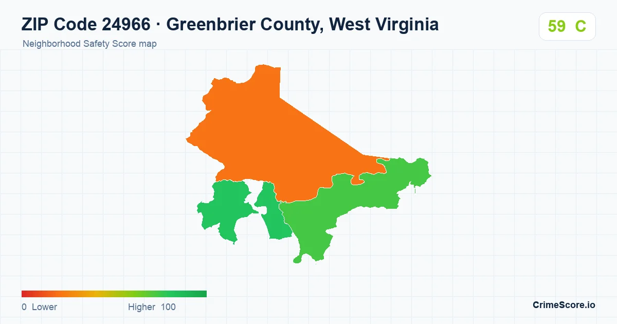 ZIP Code 24966 in Greenbrier County, West Virginia neighborhood Safety Score map