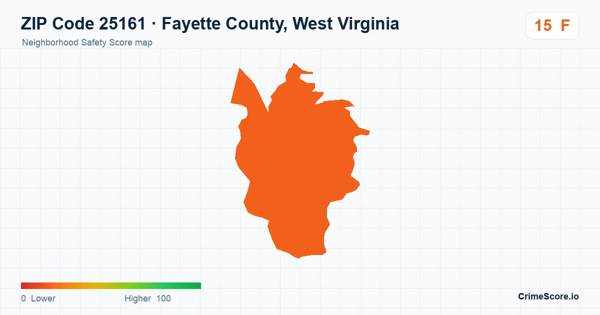 ZIP Code 25161 in Fayette County, West Virginia neighborhood Safety Score map