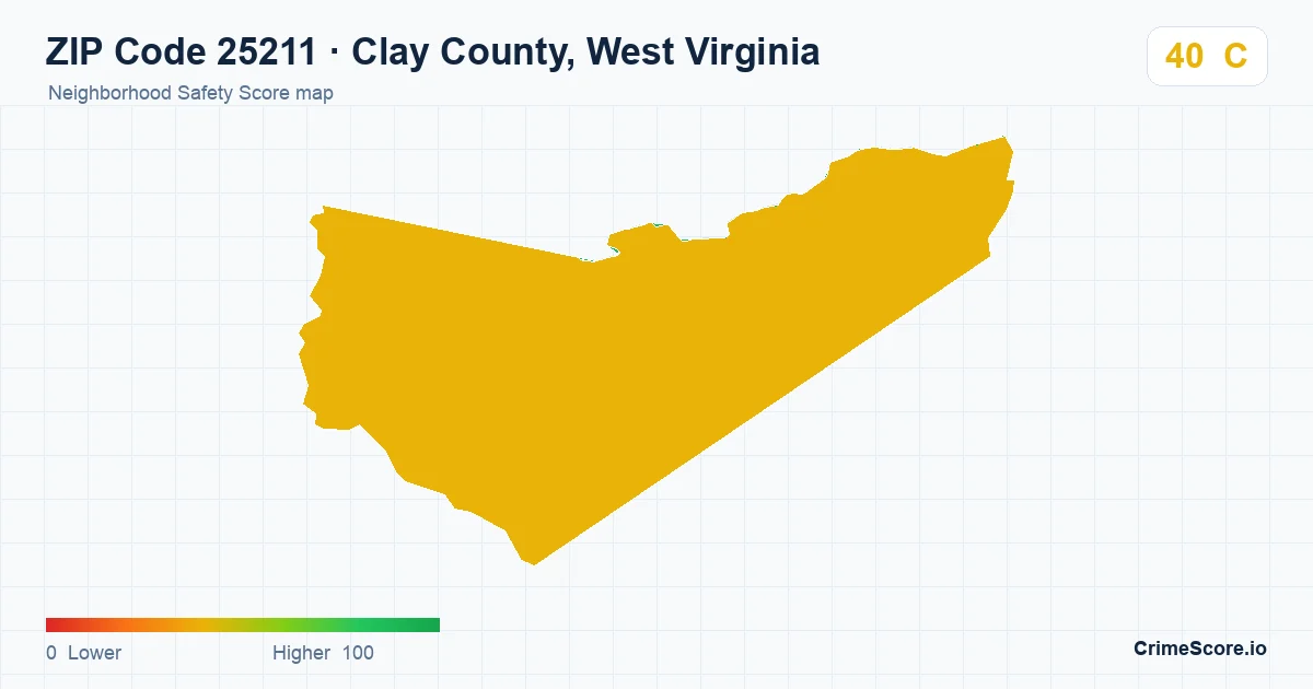 ZIP Code 25211 in Clay County, West Virginia neighborhood Safety Score map