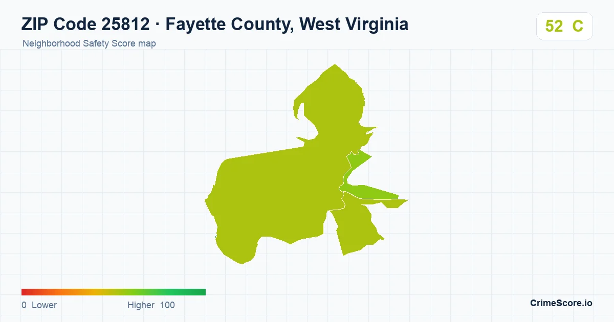 ZIP Code 25812 in Fayette County, West Virginia neighborhood Safety Score map