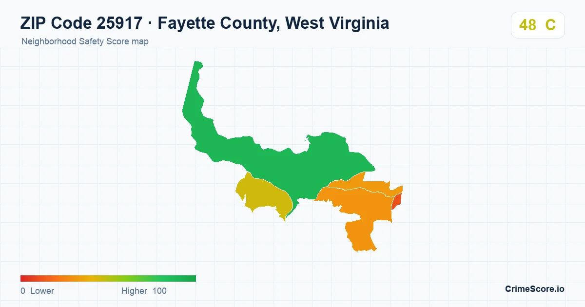 ZIP Code 25917 in Fayette County, West Virginia neighborhood Safety Score map