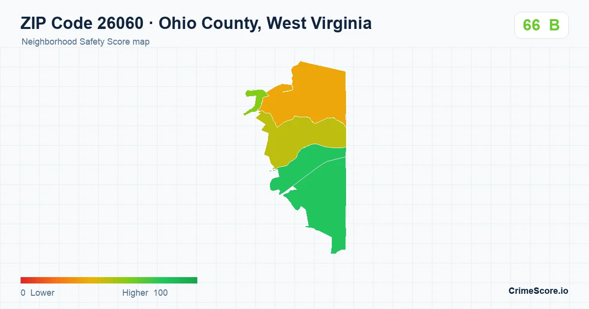 ZIP Code 26060 in Ohio County, West Virginia neighborhood Safety Score map