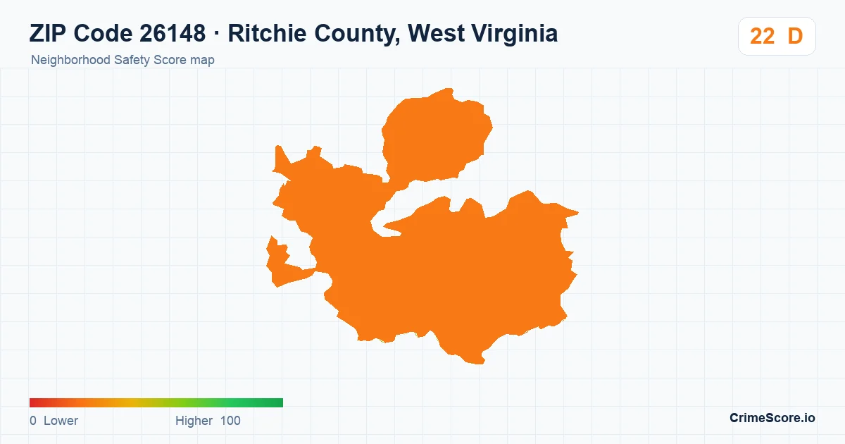 ZIP Code 26148 in Ritchie County, West Virginia neighborhood Safety Score map
