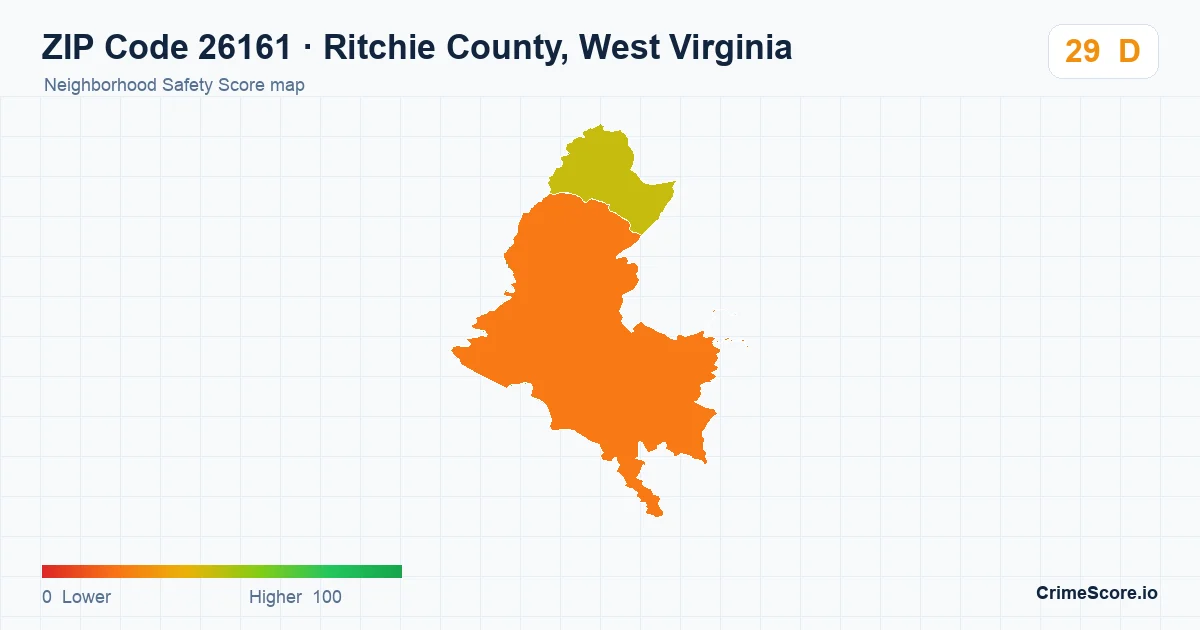 ZIP Code 26161 in Ritchie County, West Virginia neighborhood Safety Score map