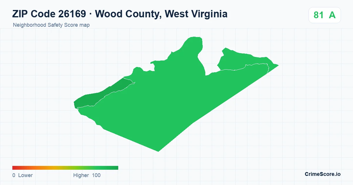 ZIP Code 26169 in Wood County, West Virginia neighborhood Safety Score map