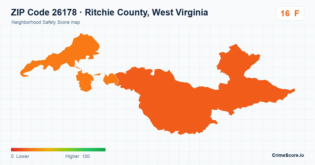 ZIP Code 26178 in Ritchie County, West Virginia neighborhood Safety Score map